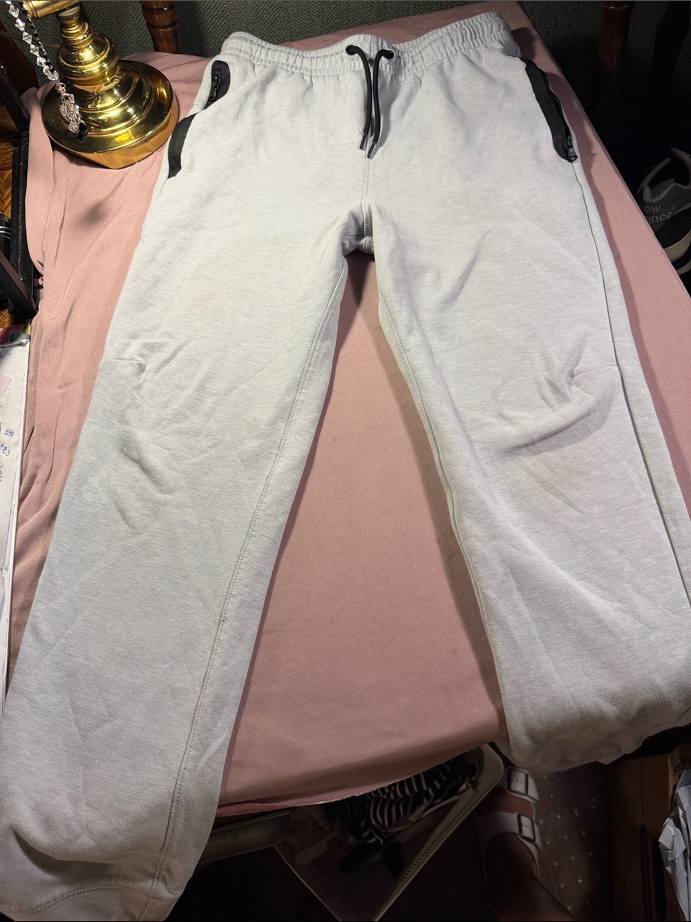 Old Navy Light Gray Jogger Sweatpants with Black Trim
